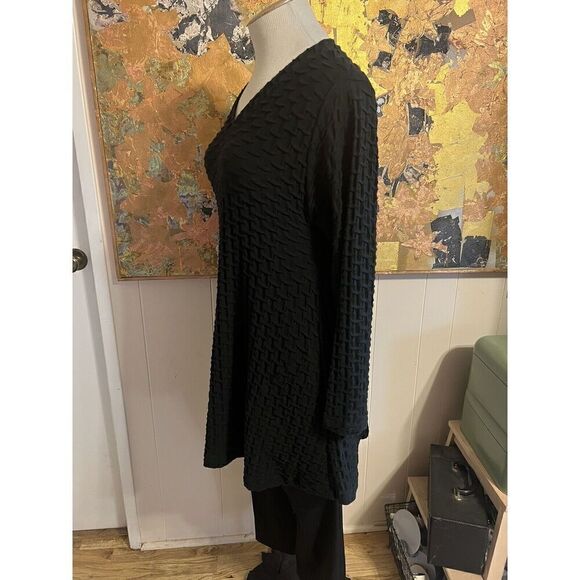 EDW Spirithouse Womens Medium A-Line Tunic Dress Black Ripple Textured Pockets - Picture 3 of 9